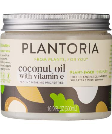 Plantoria Plant Based Organic Coconut Oil With Vitamin E | Nourishing Hydrating Pure Natural Vegan Coconut Oil For Skin | Moisturize Skin, Heal Wounds & Battle Pesky Skin Issues With Coconut Oil Cream