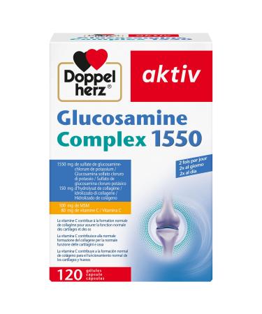 Doppelherz Glucosamine Complex 1550 - Collagen + MSM + Vitamin C - as a contribution to normal collagen formation for normal cartilage function - 120 capsules