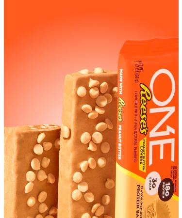 ONE Protein Bars Reese's Peanut Butter Lovers Gluten Free with 18g Protein and 3g Sugar Pantry Staples 2.12 oz (12 Count) - Buy Online on GoSupps.com