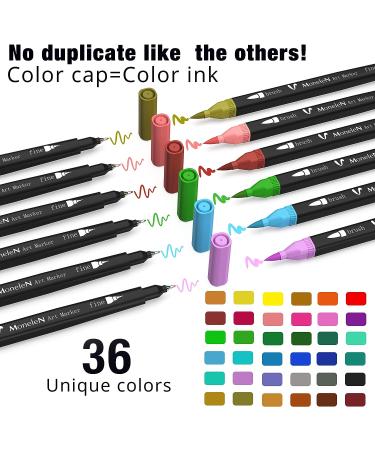 36 Dual Brush Coloring Markers Set for Adults Kids - Fine Tip Art Colored Pens for Coloring Books, Bullet Journaling, Drawing - Double Sided Color Marker Pen for School, Office, Sketching - Buy Online on GoSupps.com