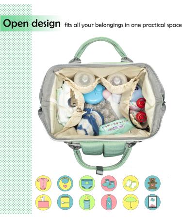 NEVEQ Babilation Wicking Pack: Large Capacity Multi-Compartment Travel Backpack for Diapers - Waterproof Portable with Fan & Baby Flasher - Light Green - Buy Online on GoSupps.com