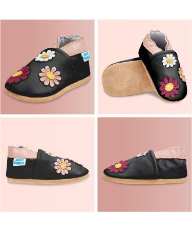 Soft Sole Baby Shoes with Pretty Flowers | Leather Toddler Shoes for Baby Girl & Boy (6-12 Months) - Buy Online on GoSupps.com
