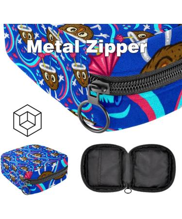 Portable Women's Binding-Storage Bags | Menstrual Cup & Pad Pockets | Ideal for Teen Girls - Dark Blue Tropical Coconut Design - Buy Online on GoSupps.com