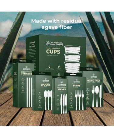 Sustainable Agave Co - Agave Fiber Cups - Plastic-Free Biodegradable Compostable Plant-Based - Clear 12 Ounce - 100 Count - Buy Online on GoSupps.com
