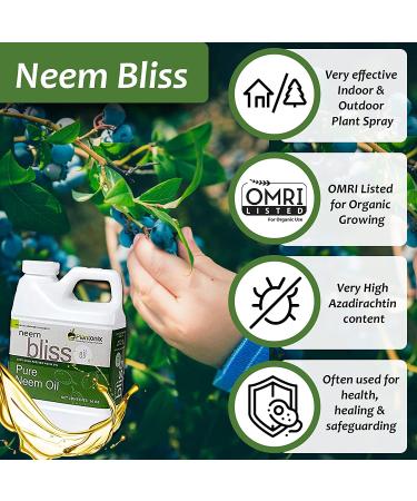 Organic Neem Bliss 100% Pure Cold Pressed Neem Seed Oil 32 oz - OMRI Listed for Organic Use - Buy Online on GoSupps.com