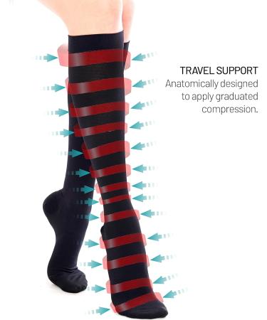 Opaque Compression Stockings for Women | Travel Knee High Support Socks for Flying & Running - X-Large - Buy Online on GoSupps.com