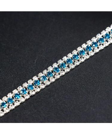 Jerler 3 Rows Rhinestone Trim Close Chain - Acid Blue 5 Yards for Crafts & Wedding Decorations - Buy Online on GoSupps.com