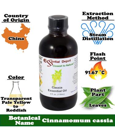 Cassia Essential Oil 4 oz - GC/MS Tested - Premium Quality in Amber Glass Bottle - International Shipping Available - Buy Online on GoSupps.com