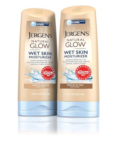 Jergens Natural Glow In-Shower Moisturizer | Medium to Tan Skin - 7.5 oz Wet Skin Lotion for Gradual Color & Hydration - Buy Online on GoSupps.com