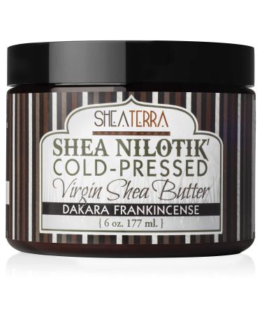 Shea Terra Organics 100% Organic Cold Pressed Virgin Shea Butter Scented with Dakara Frankincense | Natural Daily Skin Cream   6 oz