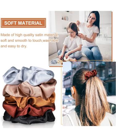 Whaline Silk Satin Hair Scrunchies Elastic 7 Colors Hair Tie Bands Traceless Large Hair Bands Non-Slip Ponytail Holder Ropes Hair Accessories for Women Girl Thick Thin Hair (Brown & Blue Series) - Buy Online on GoSupps.com