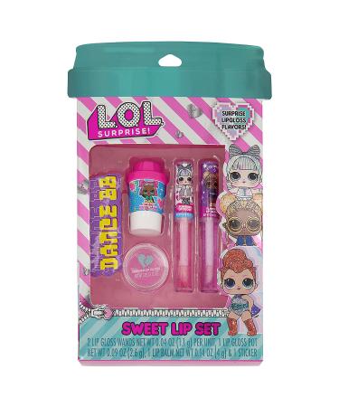 Taste Beauty L.O.L. Surprise! Sweet Lip Beauty Set Mystery-Flavored Lip Gloss Set with Sticker 4-Piece Set