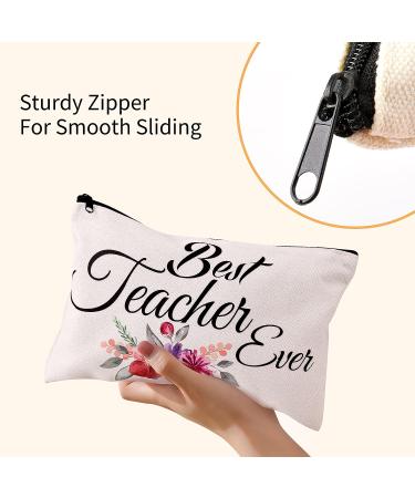Hlonon 8 PCS Teacher Gifts Makeup Bags Set Teacher Appreciation Gift, Cosmetic Travel Carrying Case Pouch with Zipper, 2 Unique Designs, 9x6 Inch Beige - Buy Online on GoSupps.com