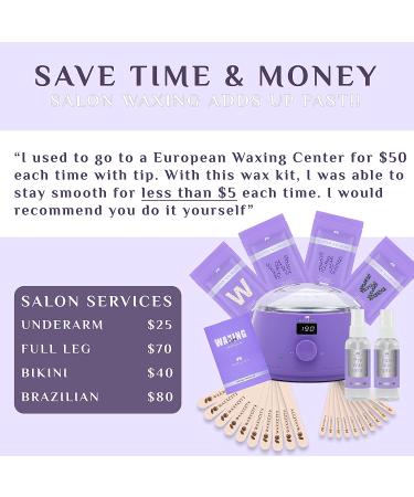 Waxxcity Waxing Kit for Women Men - 14oz Hard Wax Beads - Digital Home Wax Kit for Sensitive Skin - Brazilian Bikini Eyebrow Armpit Hard Hot Wax Pot - Purple - Buy Online on GoSupps.com