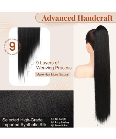 Flufymooz 76 cm Natural Black Ponytail Extension - Curly & Straight Styles for Women | Horse-Tailed Synthetic Hair - Buy Online on GoSupps.com