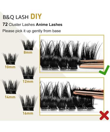 D Curl 14mm Cluster Lashes - 72 Clusters for DIY Volume Eyelash Extensions | Soft Wispy Individual Lashes - B&Q Lash Clusters - D-14mm B37 - Buy Online on GoSupps.com
