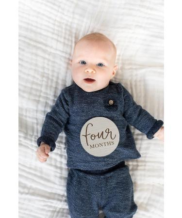 Little Pear Wooden Monthly Milestone Cards  Baby Milestone Photo Props  Wooden Monthly Photo Prop Cards Gray Wood Milestone Discs - Buy Online on GoSupps.com