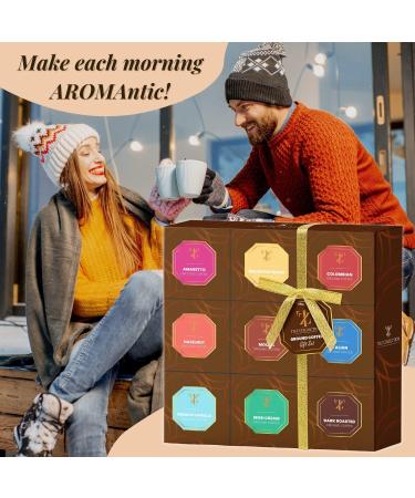 9 Gourmet Flavoured Coffee Gift Set - Medium-Dark Roasted, Perfect Christmas Gift for Coffee Lovers | Ground Coffee for Men & Women - Buy Online on GoSupps.com