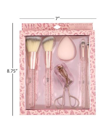 Expressions 6pc Rose Gold Makeup Brush Set with Eyelash Curler & Beauty Blender | Premium Cosmetic Brushes for Contouring & Highlighting - International Shipping Available - Buy Online on GoSupps.com