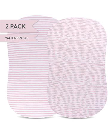 Ely's & Co. Waterproof Bassinet Sheet 2 Pack - Mauve Pink Splash & Stripes - 32x16x3 - Baby Girl - Buy Online on GoSupps.com