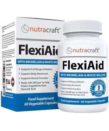 Nutracraft FlexiAid 1 Proteolytic Enzymes & Herbs for Movement & Flexibility Support | Bromelain Serrapeptase Protease Papain Devils Claw & White Willow Bark | 60 Vegetable Capsules