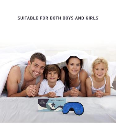 Kids Memory Foam 3D Contoured Sleep Mask - Blockout Light Eye Cover for Boys and Girls - Dark Blue - Buy Online on GoSupps.com