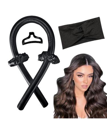 IVYU Hair Rollers For Long Hair Curlers Heatless Curls Flexi Rods Jumbo Large Big No Heat Hair Roller You Can Sleep In Soft Foam Curling Rods Hair Rollers Overnight for Women Gril's Black