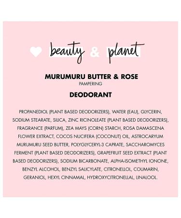 Love Beauty and Planet Pampering Deodorant - Murumuru Butter & Rose 2.95 oz | Natural, Vegan & Eco-Friendly - Buy Online on GoSupps.com