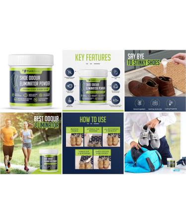 Shoe Odour Eliminator Powder | Leaves Smelly Shoes Fresh & Clean | | Long Lasting & Natural Odor Remover Formula | 100g - Buy Online on GoSupps.com
