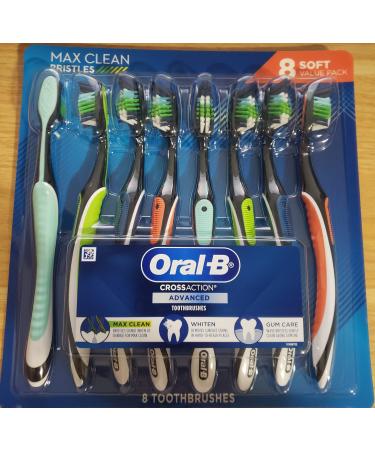 Oral-B Cross Action Advanced Toothbrush with Bacteria Guard Bristles 8 Pack 8Count (Soft) - Buy Online on GoSupps.com