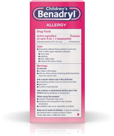 Pharmapacks Children's Benadryl Allergy Liquid Cherry 8 oz (Pack of 4) - Buy Online on GoSupps.com
