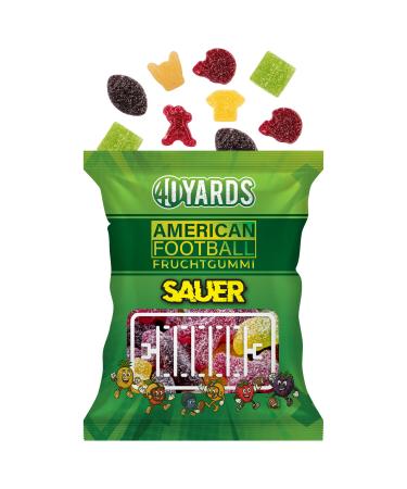 40YARDS 40YARDS American Football Sour Candies - Football-Shaped Fruit Candies - 175g Bag - Fruit Mix with 6 Sour Varieties and 10% Fruit Juice