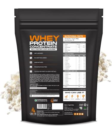 AS-IT-IS Nutrition Whey Protein Concentrate 80% - 1kg | Unflavoured Non-GMO Gluten-Free Pure & Preservative-Free | International Shipping Available - Buy Online on GoSupps.com