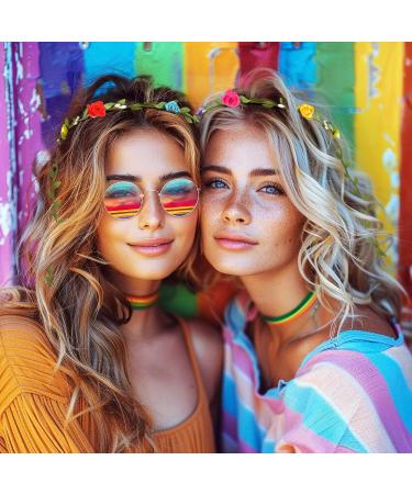 Boyrot 2Pcs Flower Wreath Hair Crown - Colorful Boho Hairband for Women & Girls | Wedding Party & Birthday Headdresses - 7 Colors Available - Buy Online on GoSupps.com