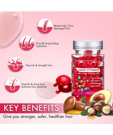 Buy Hair Serum for Frizzy & Dry Hair - Argan Avocado & Moroccan Oil Treatment - Vitamin-Packed Hair Oil Capsules (40 Caps) for Damaged Hair - Buy Online on GoSupps.com