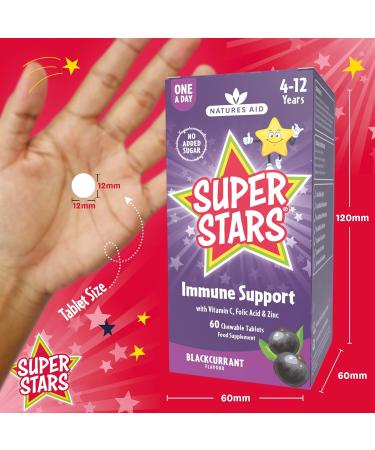 Natures Aid Super Stars Immune Support for Children 4-12 Years - 60 Chewable Tablets - Buy Online on GoSupps.com
