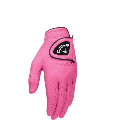Callaway Golf 2017 Women's OptiColor Leather Glove Pink Large Standard Worn on Left Hand