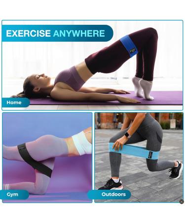 Beenax Fabric Resistance Bands (Set of 3) for Women - 3 Resistance Levels for Workout & Strength Training - Long/Short Exercise Bands for Fitness - Loop Bands for Glutes, Squats, Pull Ups - Black Navy Blue - Buy Online on GoSupps.com