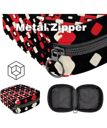 Stylish Menstruation Bag with Zipper | Women's Napkin & Tampon Collection Bag in Black & Red Pattern - Perfect for Girls & Women - Buy Online on GoSupps.com