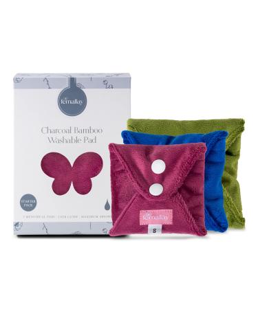 Femallay Reusable Cloth Menstrual Pads - Feminine Pads with Charcoal Bamboo Layer Washable Sanitary Pads for Women Soft Absorbent Pads Feminine Hygiene Products Sampler Kit Earthy Minky