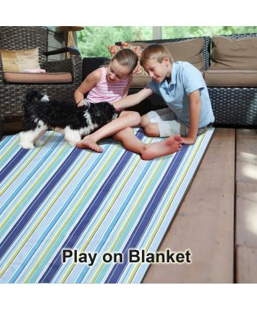 Extra Large Beach Blanket - Sandproof, Waterproof Outdoor Picnic Mat in Blue Line Design - Buy Online on GoSupps.com