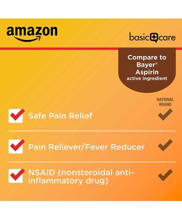 Amazon Basic Care Aspirin 325mg Coated Tablets - 500 Count NSAID Pain Reliever & Fever Reducer - Buy Online on GoSupps.com