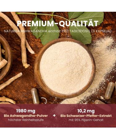 Naturila Bio Ashwagandha Capsules - High Dose 270 pcs (1980mg Daily) | Organic Black Pepper | Vegan & Lab-Tested - Sleep Berry - Buy Online on GoSupps.com