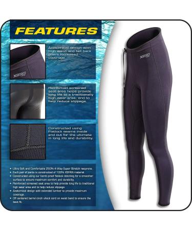 Neo-Sport XSPAN 1.5mm Wetsuit Pants - Unisex Design for Watersports, Swimming, SCUBA, Surfing - X-Large Black - Buy Online on GoSupps.com
