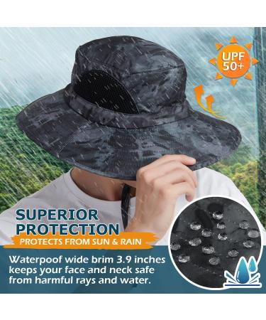 EINSKEY Waterproof Wide Brim Sun Hat in 05 Dark Grey Camo - Unisex Bucket Hat for Fishing, Hiking, Safari - Foldable Boonie Hat for Garden and Beach - Buy Online on GoSupps.com
