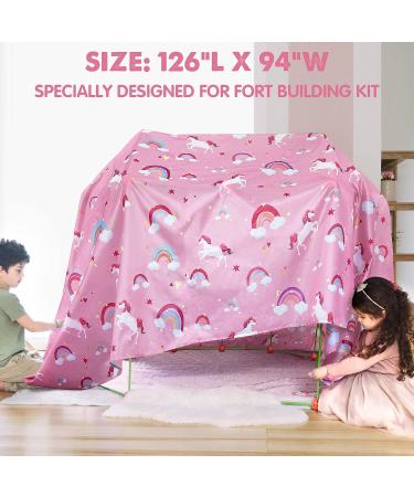 Kids Pink Blanket Fort Building Kit - Indoor Play Tent Toy for Boys & Girls, 126 L x 94 W - Ages 3-8 - Buy Online on GoSupps.com