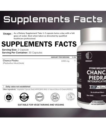 Chanca Piedra 500 mg 60 Capsules 60 Count (Pack of 1) - Buy Online on GoSupps.com