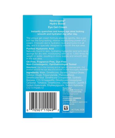 Neutrogena Hydro Boost Eye Cream 0.5 Oz | Hyaluronic Acid Under-Eye Moisturizer | Fragrance-Free & Non-Comedogenic - Buy Online on GoSupps.com