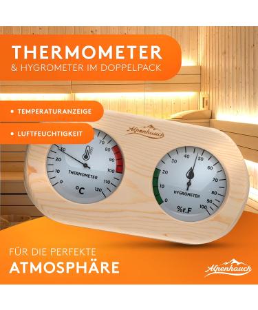Alpine Breath 2-in-1 Sauna Thermometer Hygrometer | Precise Glass Sauna Accessories with Automatic Calibration - Buy Online on GoSupps.com