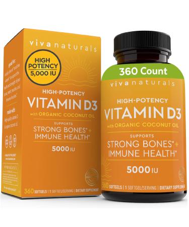 Viva Naturals Vitamin D3 5000 IU - 360 Capsules